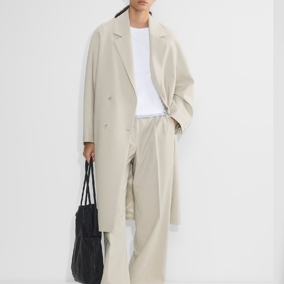 Aritzia slouch coat - Women's Cream Double-Breasted Coat - Picture 1 of 12